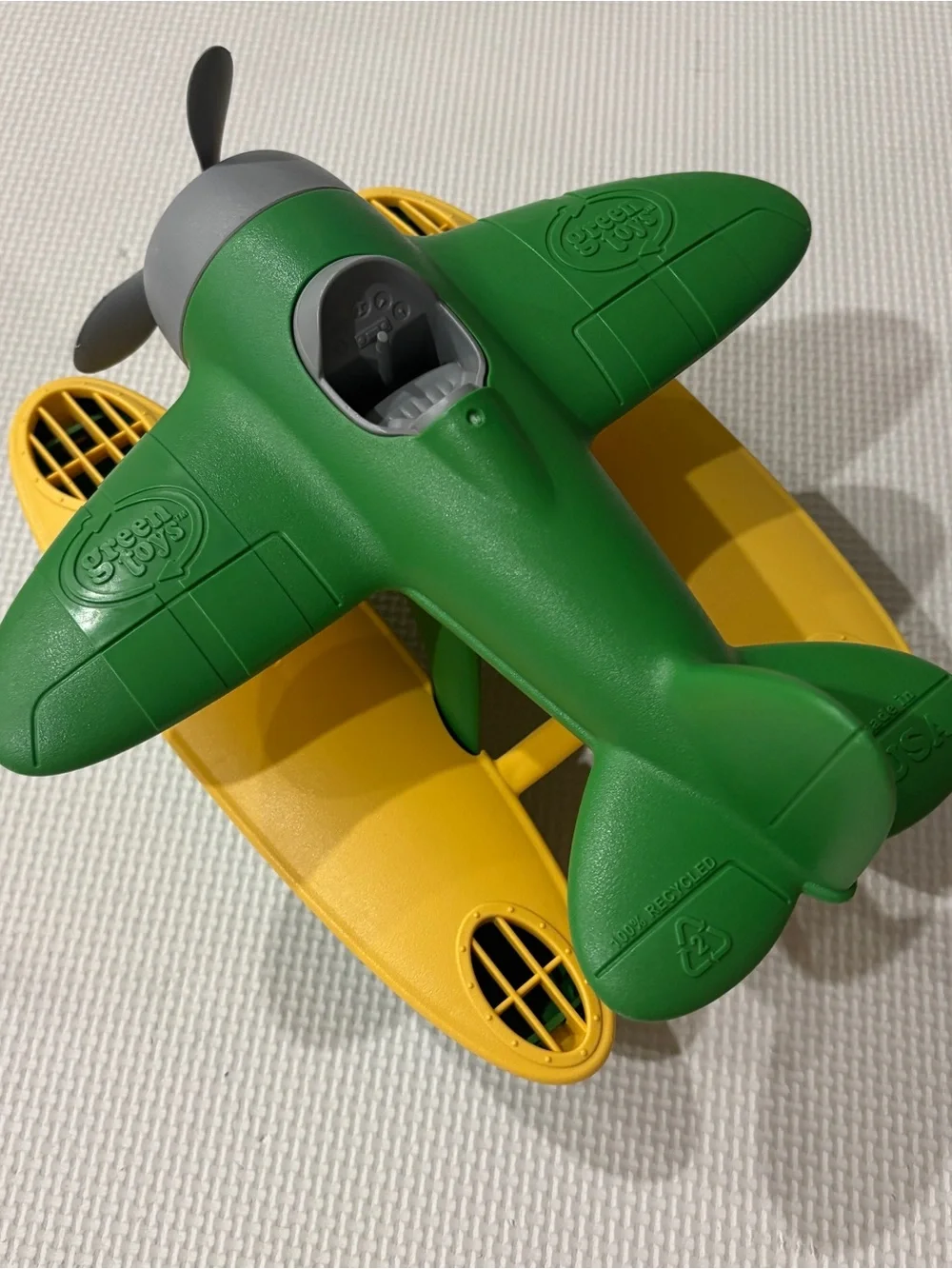 Green & Yellow Toy Seaplane - Kids Float Plane by Green Toys 9.5”